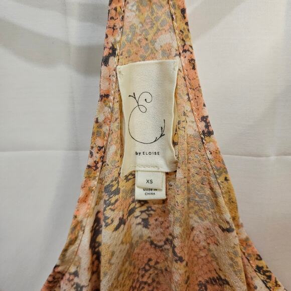 Eloise Anthropologie Cropped Tank Top Silk Snake Beige Size XS - Picture 3 of 8